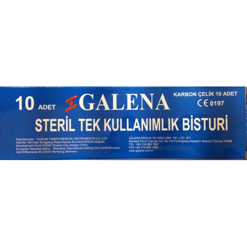 GALENA Plastik Saplı Karbon Çelik Cerrahi Bisturi Ucu