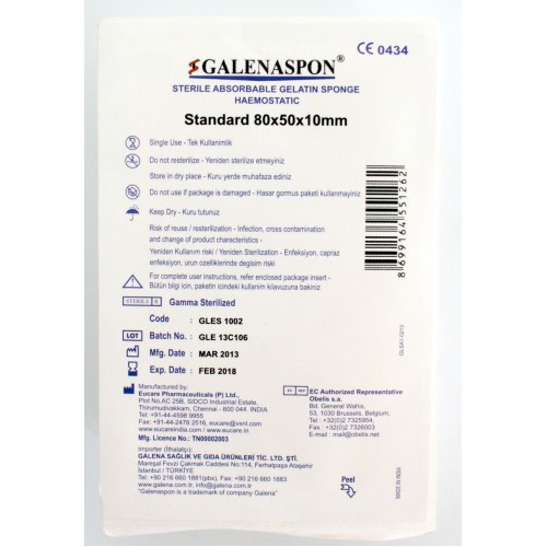 GalenaSpon Hemostatik Sponç, Standart SPONGOSTAN